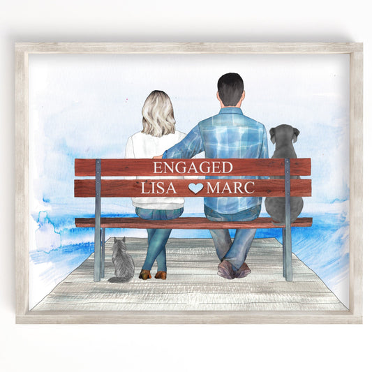 Couple on Lake Bench Portrait