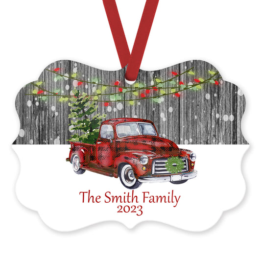 Buffalo Plaid Truck Ornament