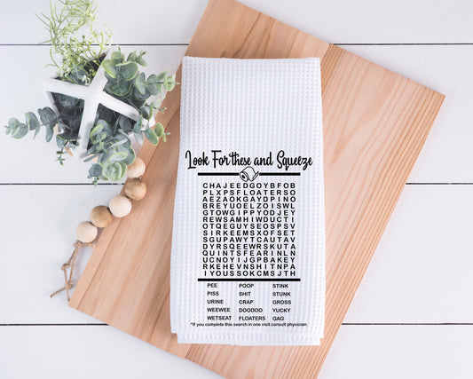 Look For These and Squeeze Wordsearch Hand Towel