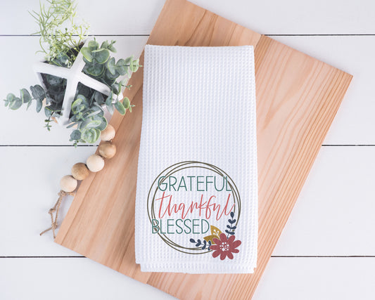 Grateful Thankful Blessed Hand Towel