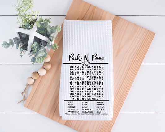 Peek N Poop Wordsearch Hand Towel